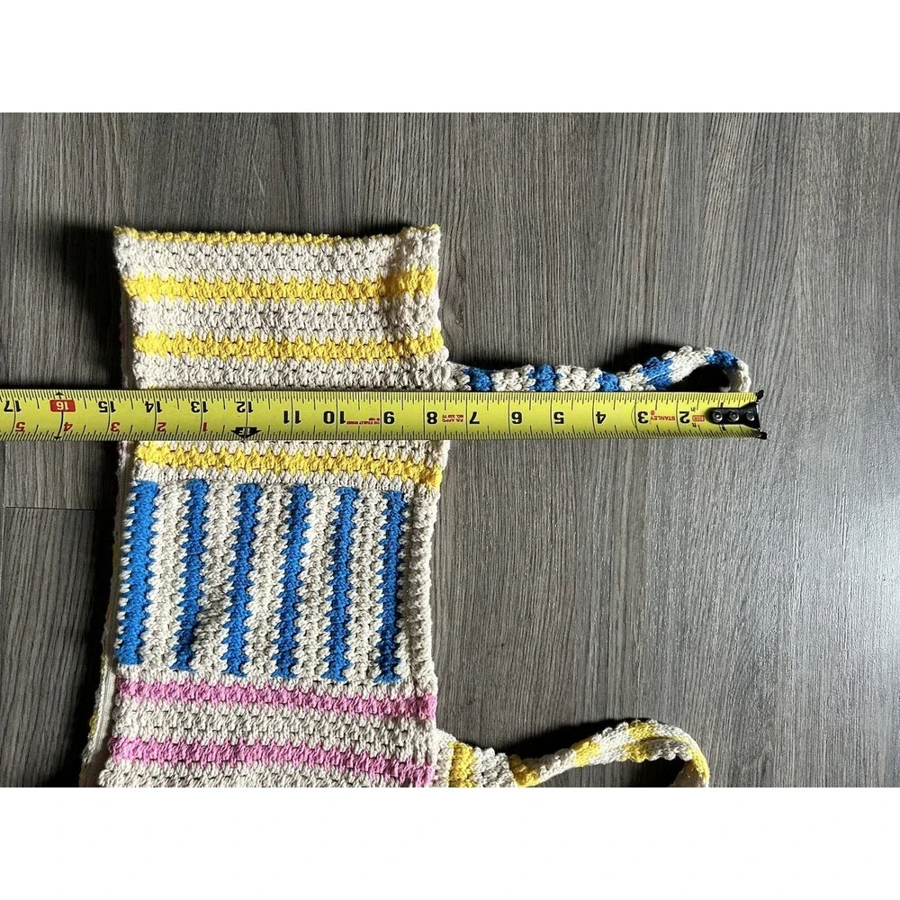 Zara Multi Color Crochet Striped Knit Crop Top Medium Tank 100% Cotton Summer - Picture 7 of 7